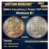 1890-p Morgan Dollar Colorfully Toned TOP POP! $1