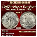 1947-p Walking Liberty Half Dollar Near Top Pop 50