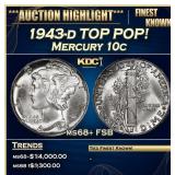 1943-d Mercury Dime TOP POP! 10c ms68+ FSB SEGS