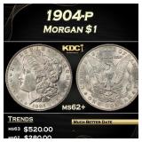 1904-p Morgan Dollar $1 Grades ms62+
