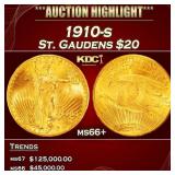1910-s Gold St. Gaudens Double Eagle $20 ms66+ SEG