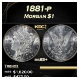 1881-p Morgan Dollar $1 Grades ms65+