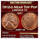 1912-d Lincoln Cent Near Top Pop 1c ms65+ rb SEGS