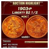 1903-p Gold Liberty Quarter Eagle $2 1/2 ms66+ SEG