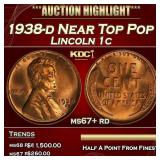 1938-d Lincoln Cent Near Top Pop 1c ms67+ rd SEGS