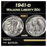 1941-d Walking Liberty Half Dollar 50c Grades ms66