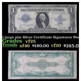 1923 $1 large size Silver Certificate Grades vf+ S