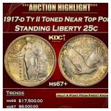 1917-d Ty II Standing Liberty Quarter Toned Near T