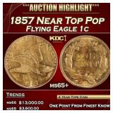 1857 Flying Eagle Cent Near Top Pop 1c ms65+ SEGS
