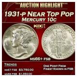 1931-p Mercury Dime Near Top Pop 10c ms66+ fsb SEG