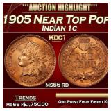 1905 Indian Cent Near Top Pop! 1c ms66 rd SEGS