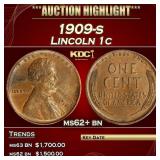 1909-s Lincoln Cent 1c ms62+ bn USCG