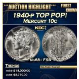 1940-p Mercury Dime TOP POP! 10c ms68+ FSB SEGS