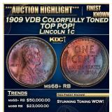 1909 VDB Lincoln Cent Colorfully Toned TOP POP! 1c