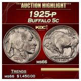 1925-p Buffalo Nickel 5c ms66 SEGS