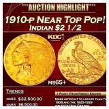 1910-p Gold Indian Quarter Eagle Near Top Pop! $2