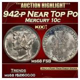 1942-p Mercury Dime Near Top Pop! 10c ms68 FSB SEG