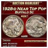 1928-d Buffalo Nickel Near Top Pop 5c ms66 SEGS