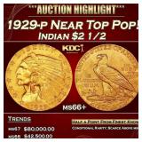 1929-p Gold Indian Quarter Eagle Near Top Pop! $2