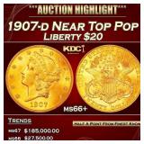 1907-d Gold Liberty Double Eagle Near Top Pop $20