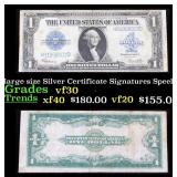 1923 $1 large size Silver Certificate Grades vf++