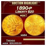1890-p Gold Liberty Double Eagle $20 ms64 SEGS