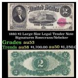 1880 $2 Large Size Legal Tender Note Grades Select