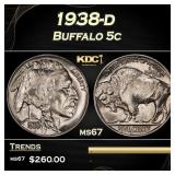 1938-d Buffalo Nickel 5c ms67 SEGS