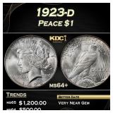 1923-d Peace Dollar $1 Grades ms64+