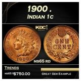 1900 Indian Cent . 1c Grades ms65 rd