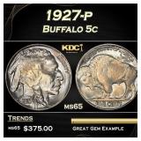 1927-p Buffalo Nickel 5c Grades ms65