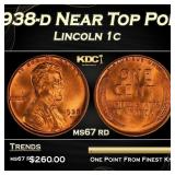 1938-d Lincoln Cent Near Top Pop 1c ms67 rd SEGS