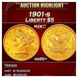 1901-s Gold Liberty Half Eagle $5 ms66+ SEGS