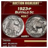 1923-p Buffalo Nickel 5c ms66+ SEGS