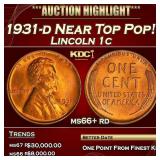 1931-d Lincoln Cent Near Top Pop! 1c ms66+ rd SEGS