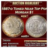 1887-o Morgan Dollar Toned Near Top Pop $1 ms65+ S