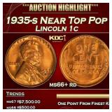 1935-s Lincoln Cent Near Top Pop 1c ms66+ rd SEGS