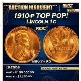 1910-p Lincoln Cent TOP POP! 1c ms67+ rd SEGS
