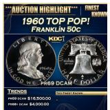 1960 Proof Franklin Half Dollar TOP POP! 50c pr69