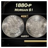1880-p Morgan Dollar $1 Grades ms63+