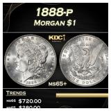 1888-p Morgan Dollar $1 Grades ms65+