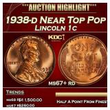 1938-d Lincoln Cent Near Top Pop 1c ms67+ rd SEGS