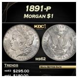 1891-p Morgan Dollar $1 Grades ms62