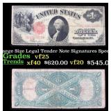 1917 $1 Large Size Legal Tender Note Grades vf+ Si