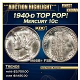 1940-d Mercury Dime TOP POP! 10c ms68+ FSB SEGS