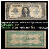 1923 $1 large size Silver Certificate Grades f+ Si