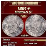 1891-p Morgan Dollar $1 ms64+ SEGS