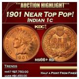 1901 Indian Cent Near Top Pop! 1c ms66+ rd SEGS