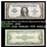 1923 $1 large size Silver Certificate Grades vf+ S