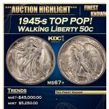 1945-s Walking Liberty Half Dollar TOP POP! 50c ms
